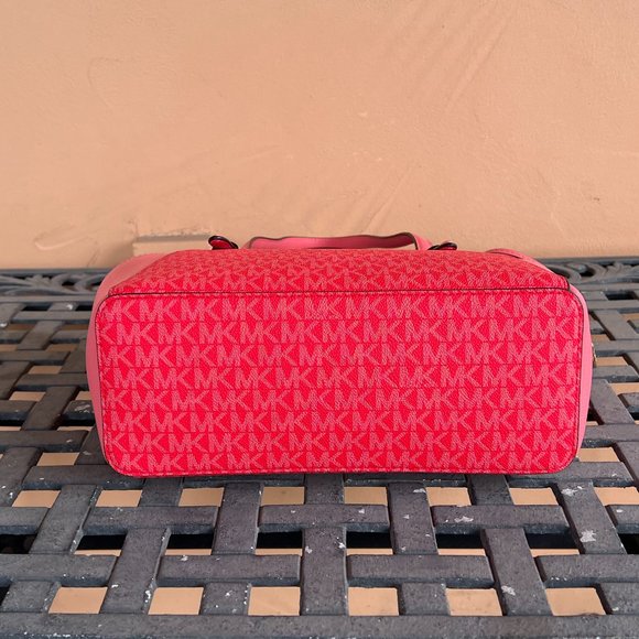Michael Kors Charlotte Large Top Zip Shoulder Tote Bag MK Coral Reef Multi - Picture 4 of 10